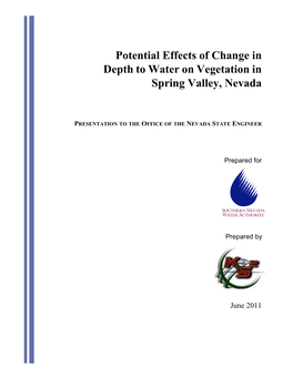 Potential Effects of Change in Depth to Water on Vegetation in Spring Valley, Nevada