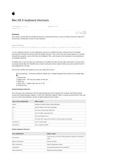 Mac OS X Keyboard Shortcuts