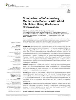 Comparison of Inflammatory Mediators in Patients with Atrial