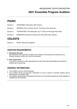 2021 Ensemble Program Audition PIANO CELESTE