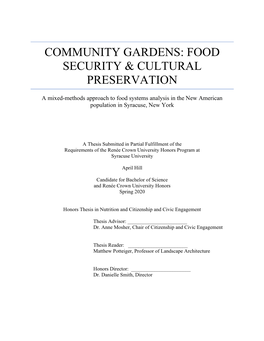 Community Gardens: Food Security & Cultural Preservation
