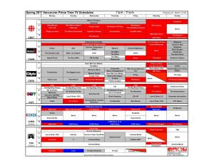 Spring 2011 Vancouver Prime Time TV Schedules 7 P.M