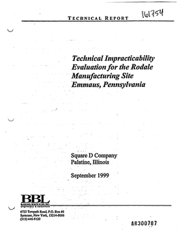 Technical Impracticability Evaluation for the Rodale Manufacturing Site Emmaus, Pennsylvania