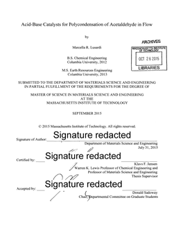 Signature Redacted Department of Materials Science and Engineering 12 July 31, 2015