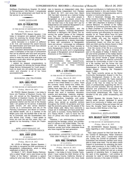 CONGRESSIONAL RECORD— Extensions of Remarks E308 HON