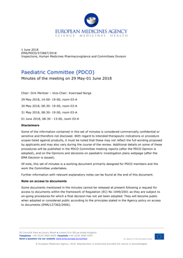 PDCO Minutes of the 29 May-01 June 2018 Meeting