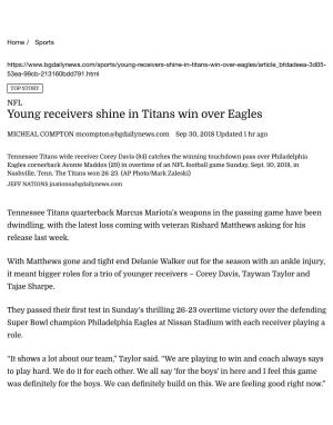 Young Receivers Shine in Titans Win Over Eagles