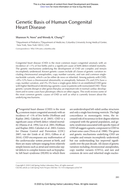 Genetic Basis of Human Congenital Heart Disease