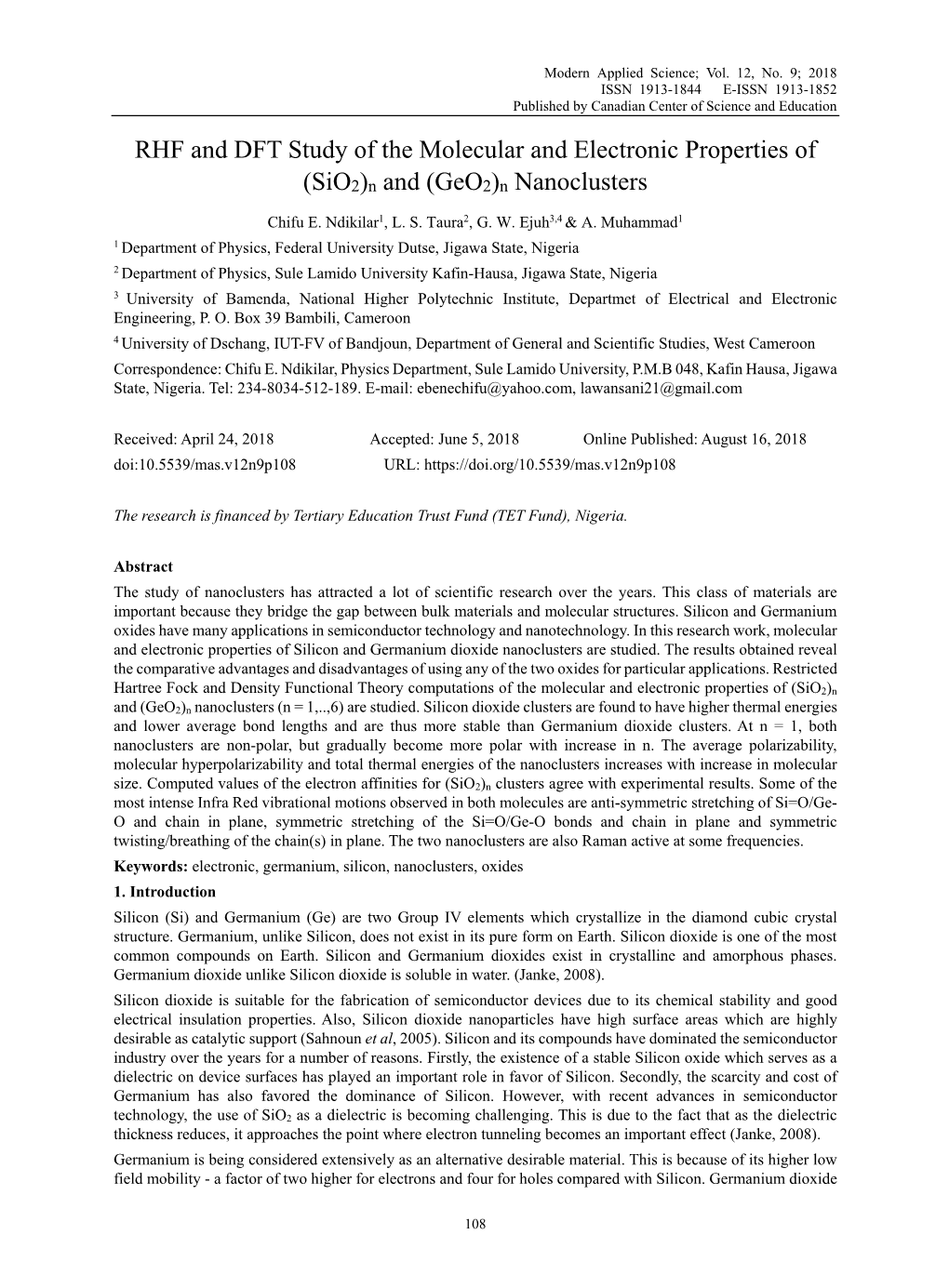 Sio2)N and (Geo2)N Nanoclusters