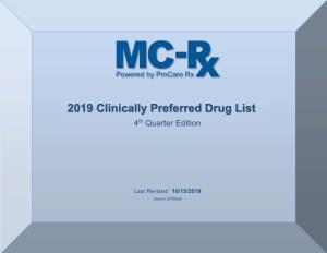 2019 Clinically Preferred Drug List 4Th Quarter Edition