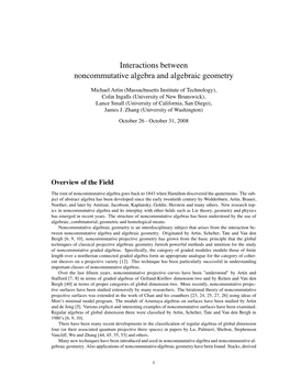 Interactions Between Noncommutative Algebra and Algebraic Geometry
