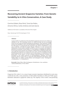 From Genetic Variability to in Vitro Conservation, a Case Study