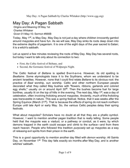 May Day: a Pagan Sabbath