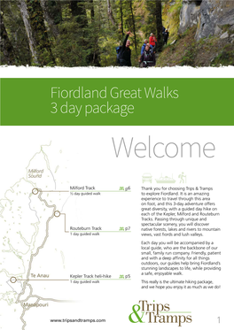 Fiordland Great Walks 3 Day Package &Welcome