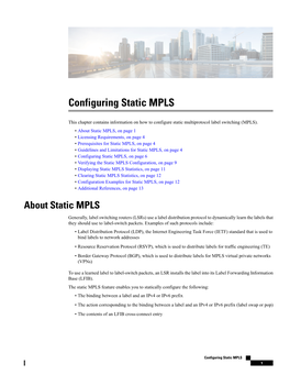 Configuring Static MPLS