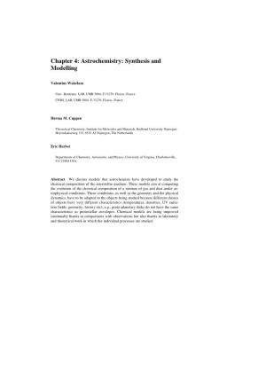 Astrochemistry: Synthesis and Modelling