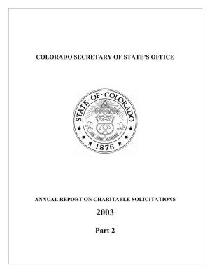 Annual Report on Charitable Solicitations