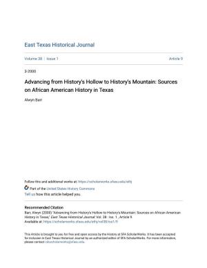 Sources on African American History in Texas