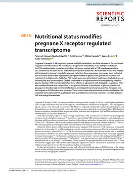 Nutritional Status Modifies Pregnane X Receptor Regulated Transcriptome