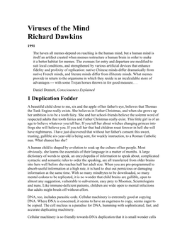 Viruses of the Mind Richard Dawkins
