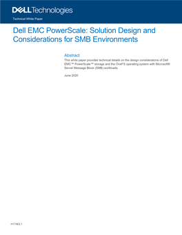 Dell EMC Isilon: Solution Design and Considerations for SMB Environments