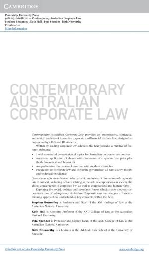 Contemporary Australian Corporate Law Stephen Bottomley , Kath Hall , Peta Spender , Beth Nosworthy Frontmatter More Information