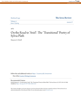 On the Road to "Ariel": the "Transitional" Poetry of Sylvia Plath Marjorie G