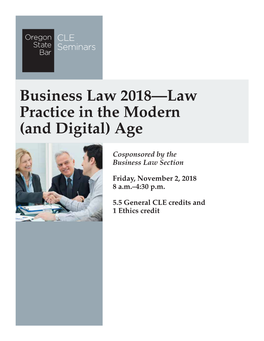 Business Law 2018—Law Practice in the Modern (And Digital) Age