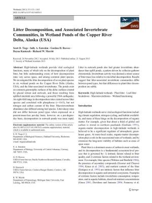 Litter Decomposition, and Associated Invertebrate Communities, in Wetland Ponds of the Copper River Delta, Alaska (USA)