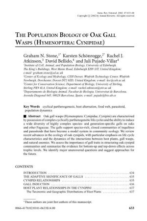 The Population Biology of Oak Gall Wasps (Hymenoptera: Cynipidae)