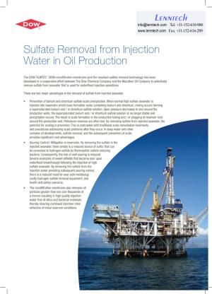 Sulfate Removal from Injection Water in Oil Production
