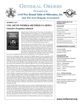 General Orders the Newsletter of the Civil War Round Table of Milwaukee, Inc