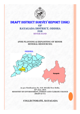 Draft District Survey Report (Dsr) of Rayagada District, Odisha for River Sand