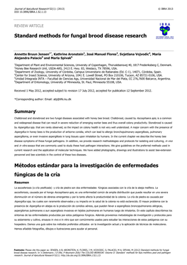 Standard Methods for Fungal Brood Disease Research Métodos Estándar Para La Investigación De Enfermedades Fúngicas De La Cr
