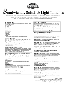 Sandwiches, Salads & Light Lunches