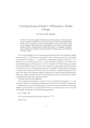 Covering Groups of Rank 1 of Elementary Abelian Groups