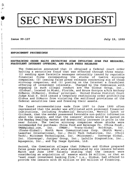 SEC News Digest, 07-19-1999