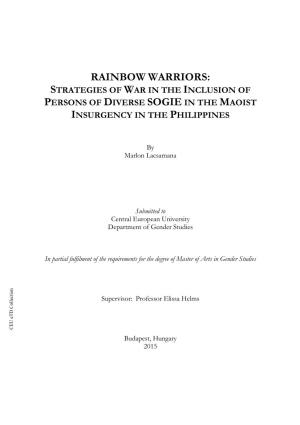 Rainbow Warriors: Strategies of War in the Inclusion of Persons of Diverse Sogie in the Maoist Insurgency in the Philippines