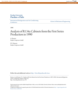 Analysis of R134a Cabinets from the First Series Production in 1990 A