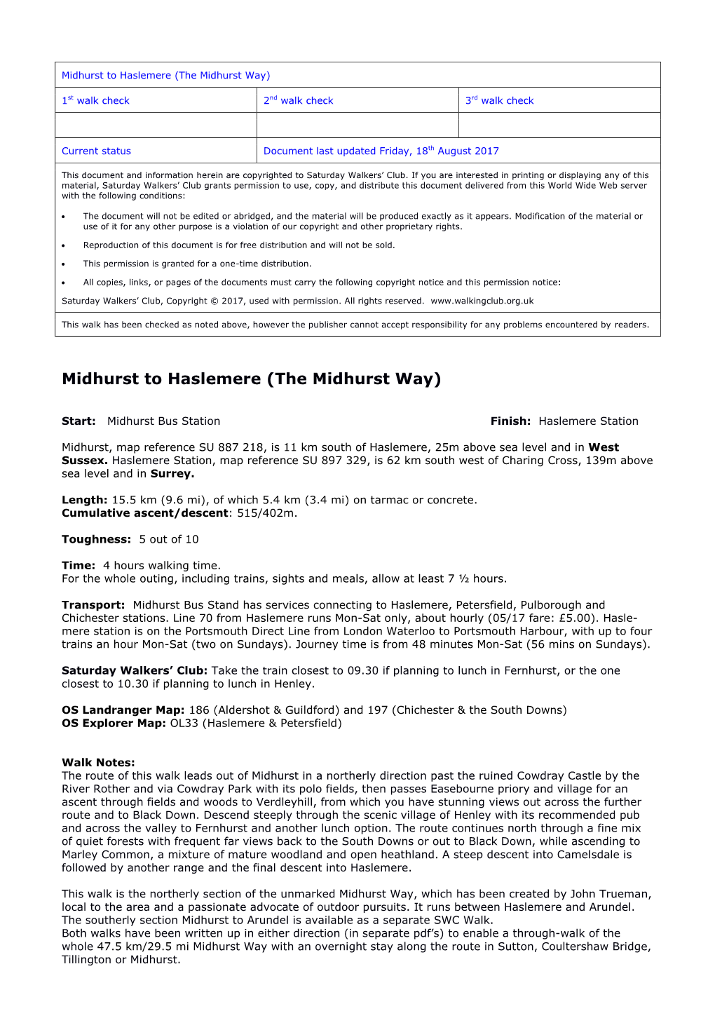 Midhurst to Haslemere (The Midhurst Way)