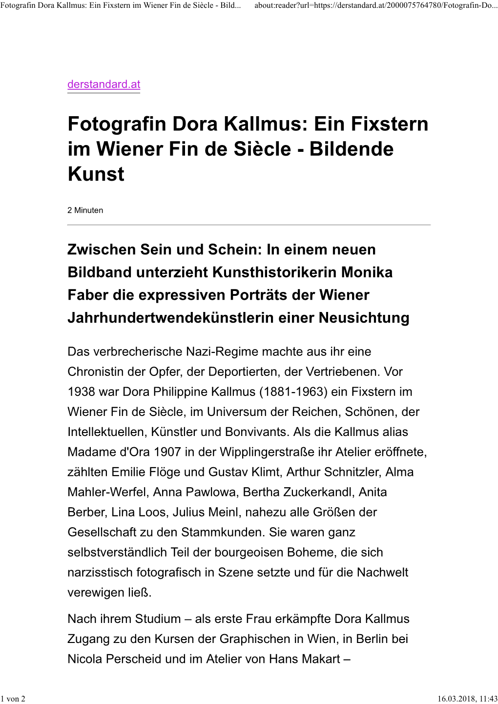 Fotografin Dora Kallmus: Ein Fixstern Im Wiener Fin De Siècle - Bild