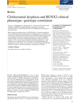Cleidocranial Dysplasia and RUNX2-Clinical Phenotype–Genotype Correlation