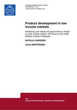 Product Development in Low Income Markets