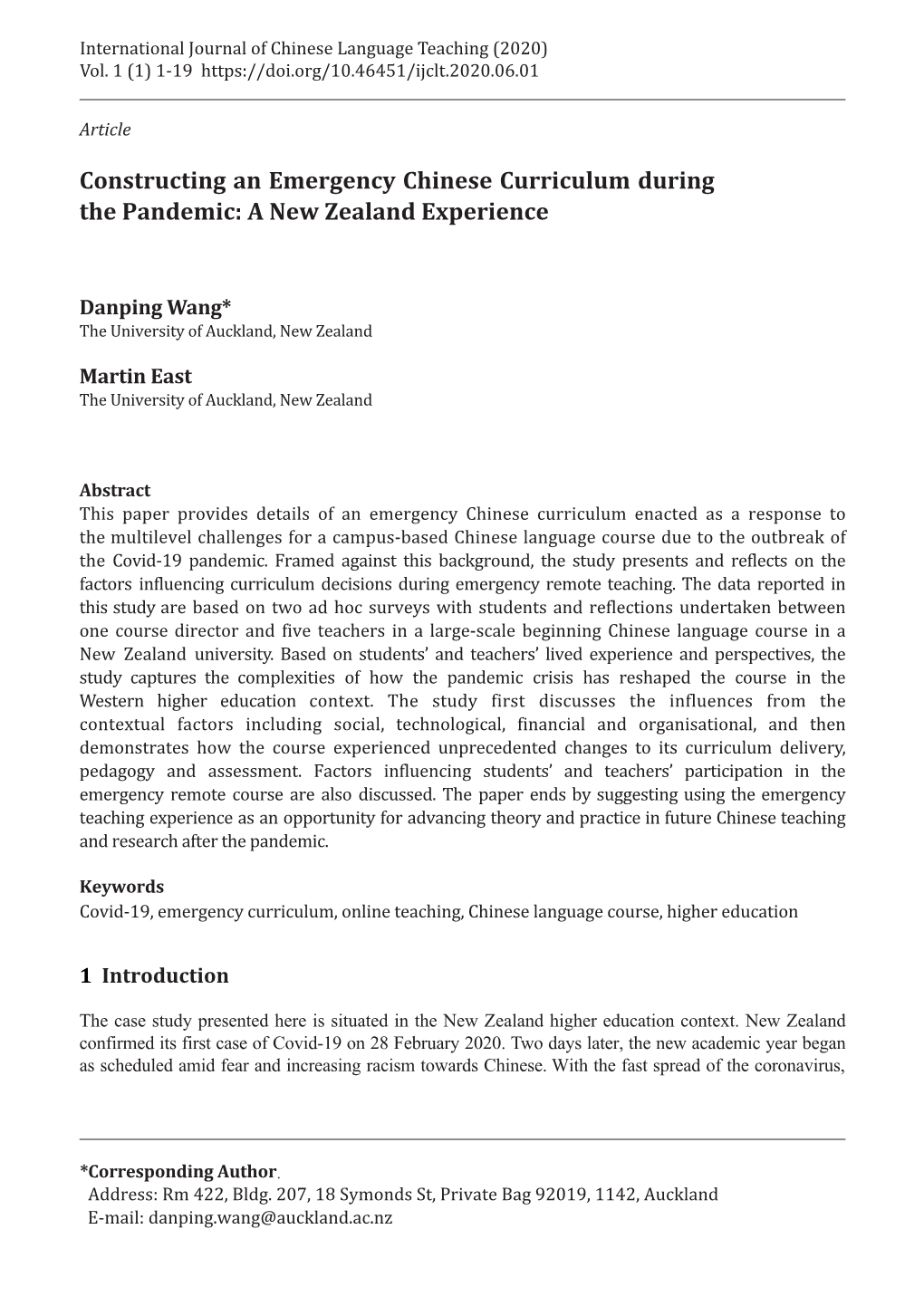 Constructing an Emergency Chinese Curriculum During the Pandemic: a New Zealand Experience