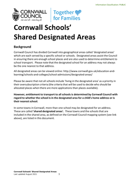 Cornwall Schools' Shared Designated Areas