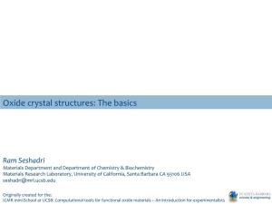 Oxide Crystal Structures: the Basics
