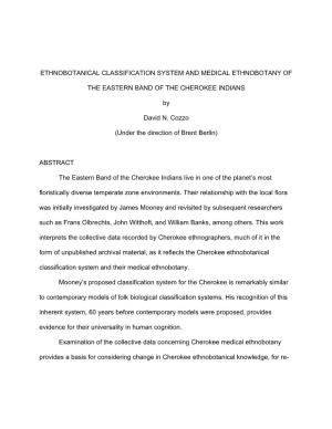 Ethnobotanical Classification System and Medical Ethnobotany Of