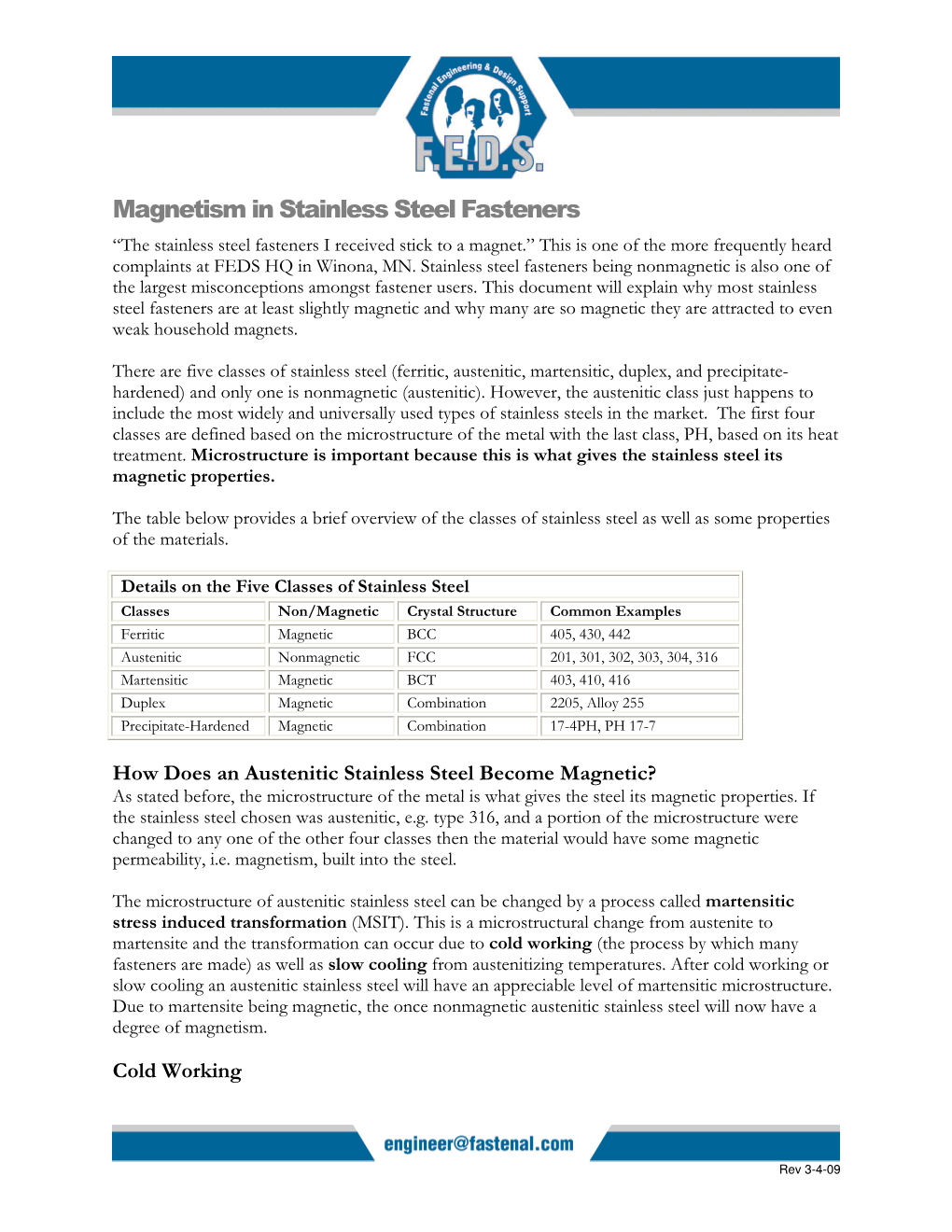 Magnetism in Stainless Steel Fasteners