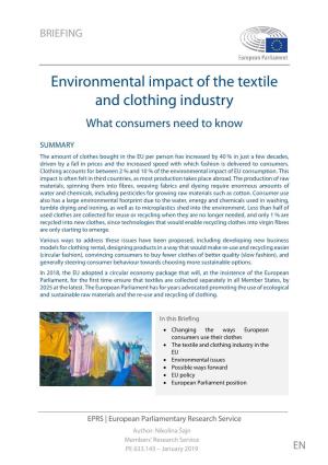 Environmental Impact of Textile and Clothes Industry