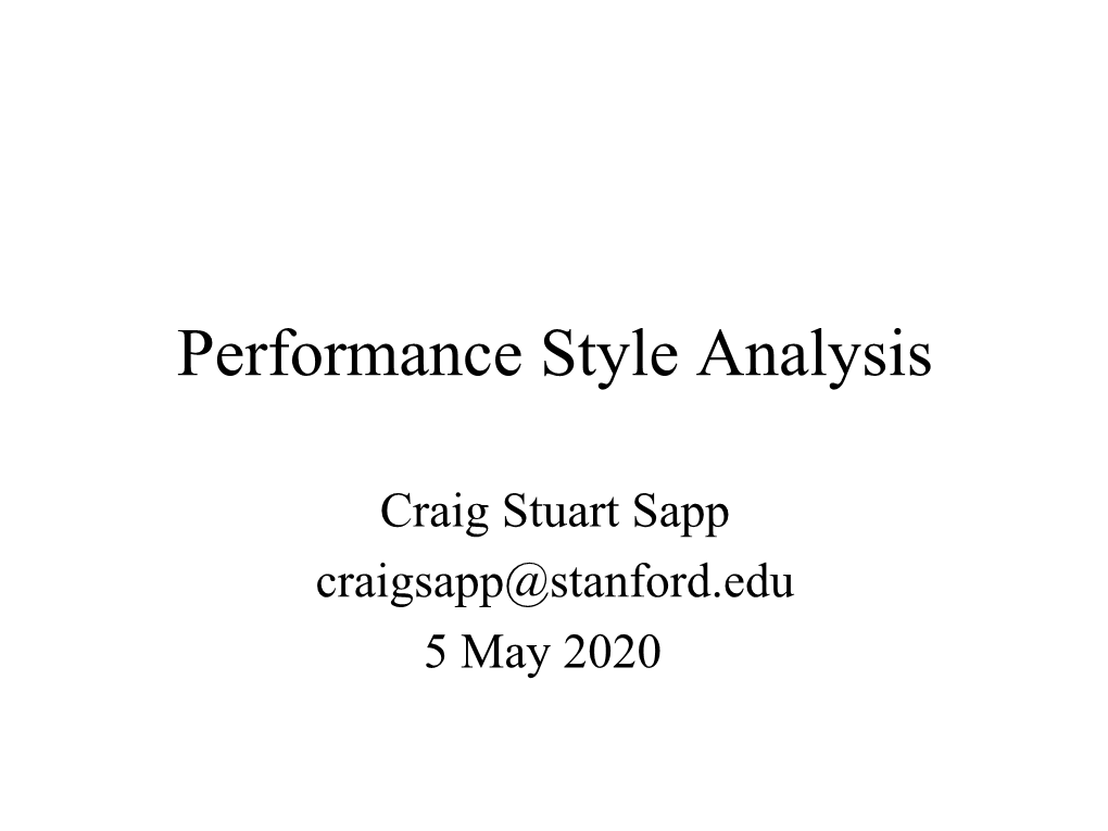 Performance Style Analysis